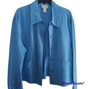 Sigrid Olsen Linen Rayon Blue Jacket L